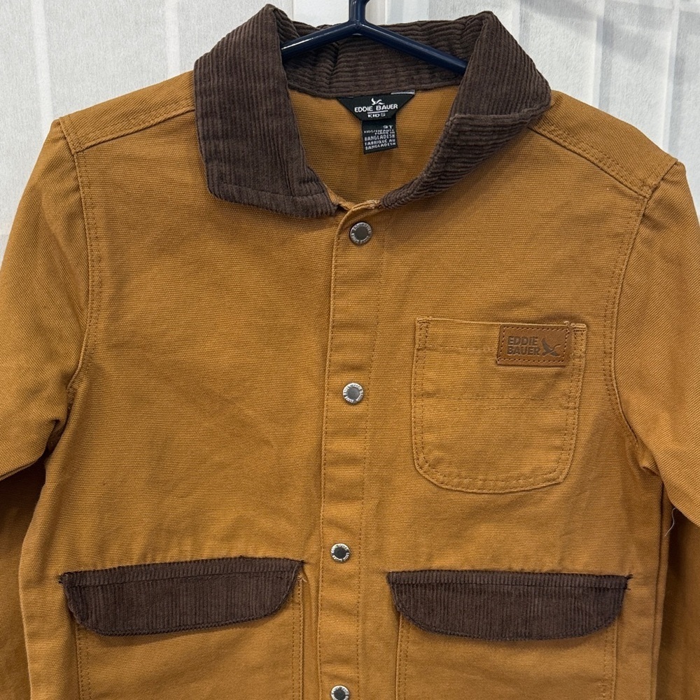 Kids Eddie Bauer Tan and Brown Barn Jacket Size 3T - Picture 2 of 5